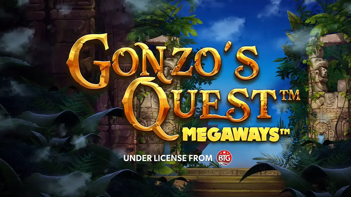 Gonzo’s Quest Megaways slot gameplay dengan latar belakang reruntuhan Mayan